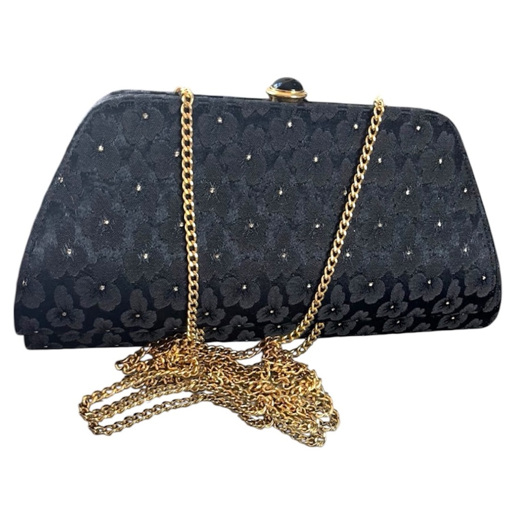 Inge Christopher Black Beaded Clutch Vintage